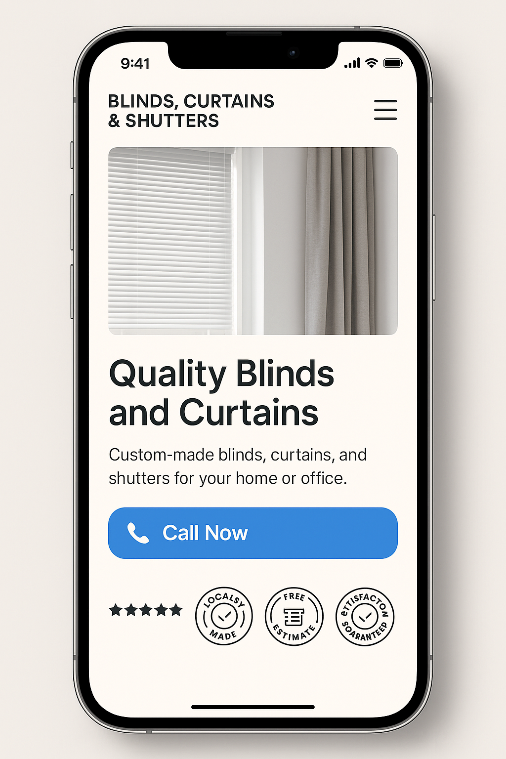 Blinds, Curtains and Shutters website mobile design mockup. Photo by Pexels contributor on Pexels