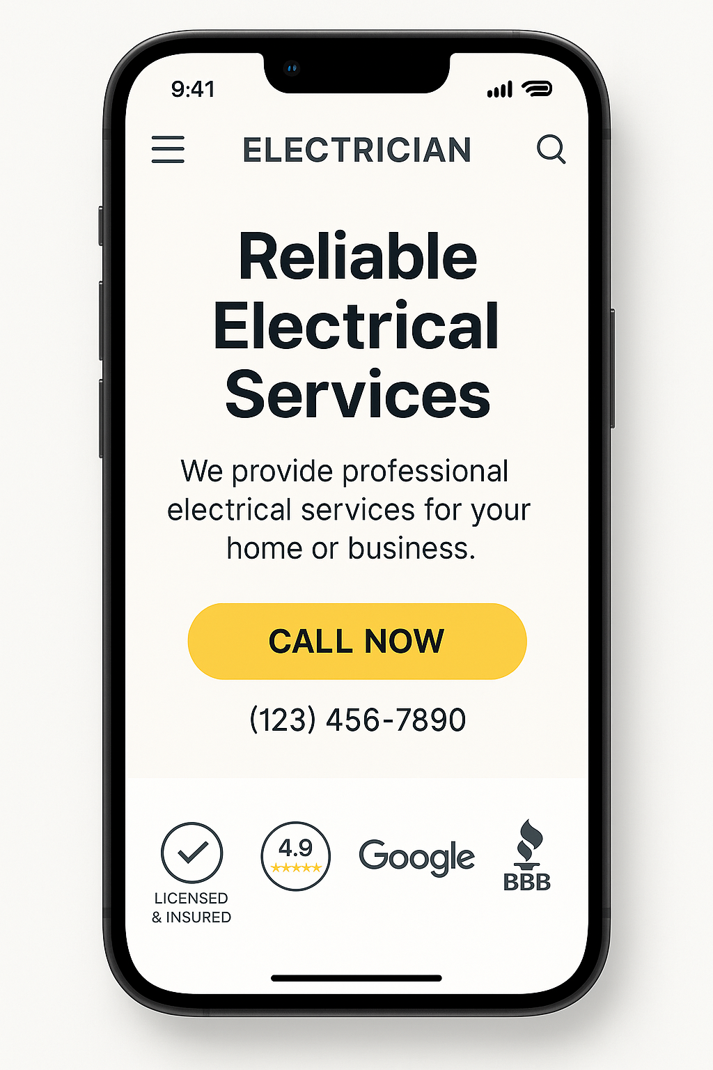 Electrical website mobile design mockup. Photo by Pexels contributor on Pexels