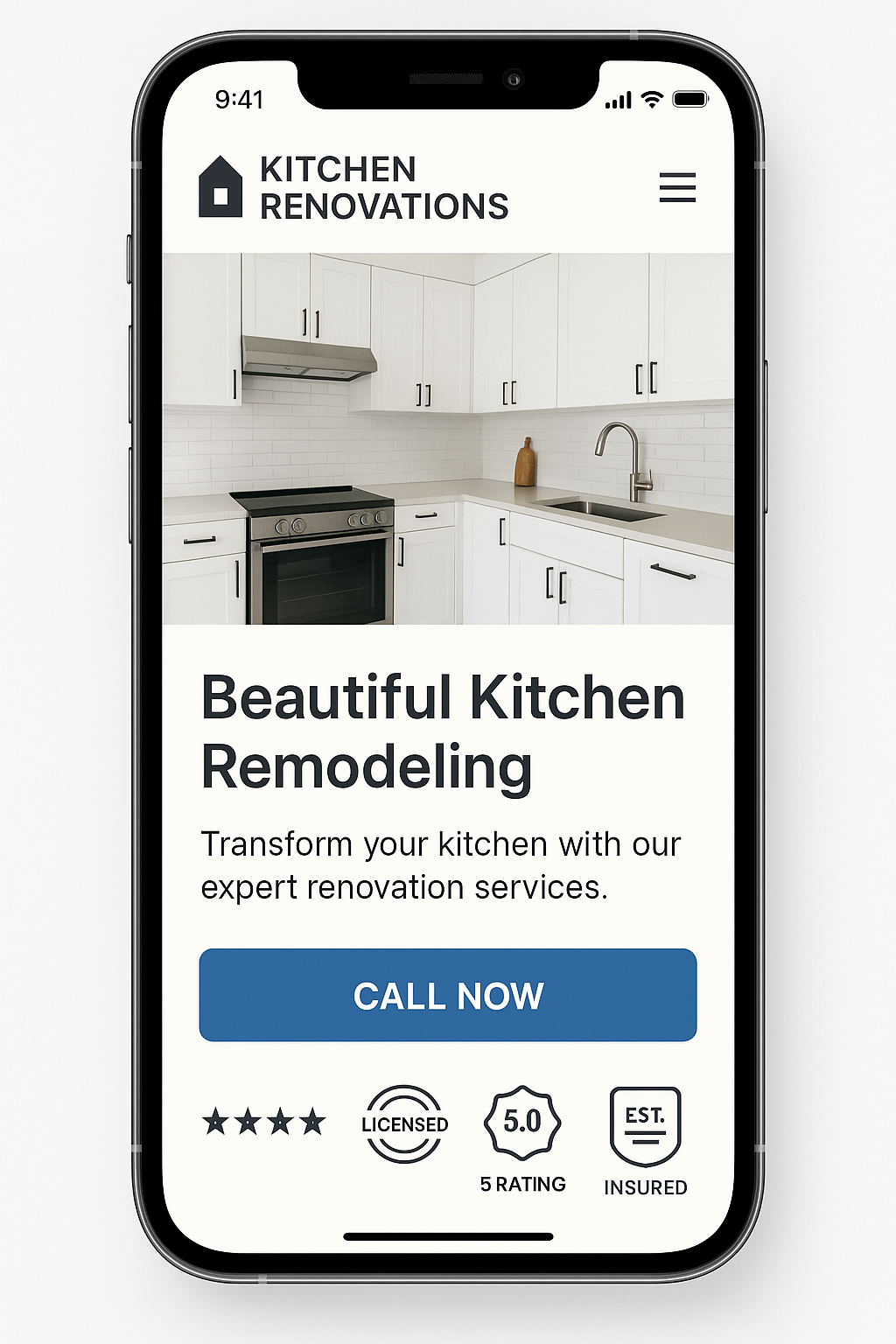 Kitchen Renovations website mobile design mockup. Photo by Pexels contributor on Pexels